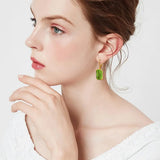 925 Silver 14K Peridot Green Gemstone Drop Earrings