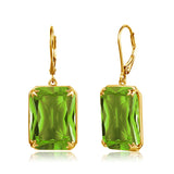 925 Silver 14K Peridot Green Gemstone Drop Earrings