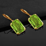 925 Silver 14K Peridot Green Gemstone Drop Earrings