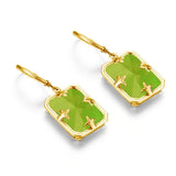 925 Silver 14K Peridot Green Gemstone Drop Earrings