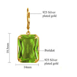 925 Silver 14K Peridot Green Gemstone Drop Earrings