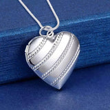 925 Silver Necklace Photo Frame Pendant 18" Snake Chain Jewelry Gift