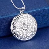 925 Silver Necklace Photo Frame Pendant 18" Snake Chain Jewelry Gift