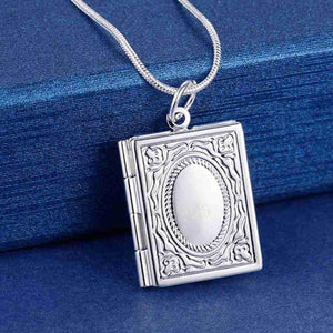 925 Silver Necklace Photo Frame Pendant 18" Snake Chain Jewelry Gift