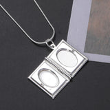 925 Silver Necklace Photo Frame Pendant 18" Snake Chain Jewelry Gift