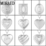925 Silver Necklace Photo Frame Pendant 18" Snake Chain Jewelry Gift