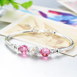 Women's Round Bead Open Bangle 925 Silver Engagement Wedding Gift Jewelry