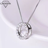 925 Silver Zircon Pendant Necklace Wedding Jewelry