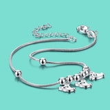 Sterling Silver Anklet with Cartoon Pendant. Summer Silver Jewelry Chain Anklet