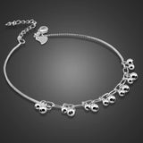 925 Silver Beads Pendant Women's Anklet Summer Foot Jewelry