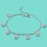 925 Silver Crown Pendant Anklet for Women Body Jewelry