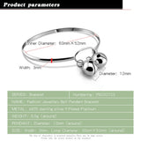 Women's 925 Silver Bell Bracelet Minimalist Glossy Open Fine Jewelry