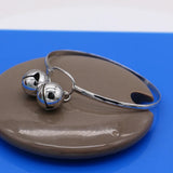 Women's 925 Silver Bell Bracelet Minimalist Glossy Open Fine Jewelry
