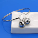 Women's 925 Silver Bell Bracelet Minimalist Glossy Open Fine Jewelry