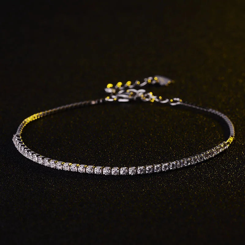 925 Silver Bracelet Roman Square Zircon Jewelry