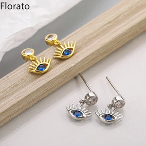 925 Silver Devil's Eye CZ Stud Earrings