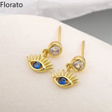 925 Silver Devil's Eye CZ Stud Earrings