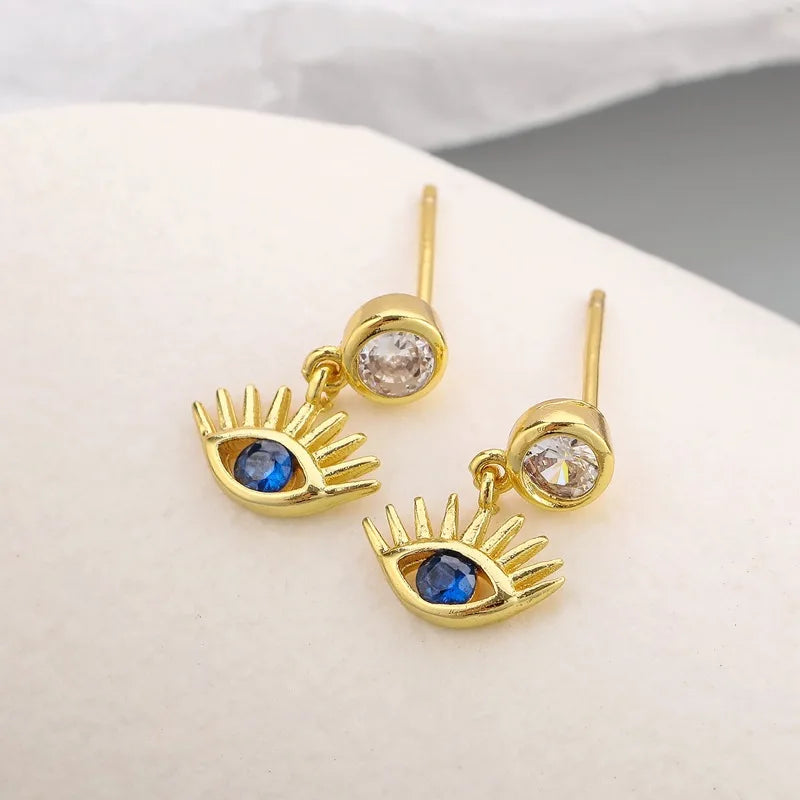 925 Silver Devil's Eye CZ Stud Earrings