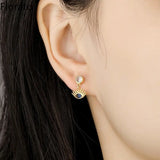 925 Silver Devil's Eye CZ Stud Earrings