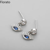 925 Silver Devil's Eye CZ Stud Earrings