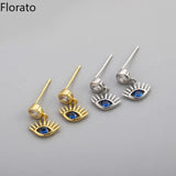 925 Silver Devil's Eye CZ Stud Earrings