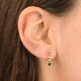 925 Silver Crystal Chain Stud Earrings Colorful Zircon Hoops