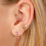 925 Silver Crystal Chain Stud Earrings Colorful Zircon Hoops