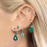 925 Silver Crystal Chain Stud Earrings Colorful Zircon Hoops