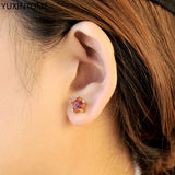 925 Silver Zircon Star Stud Earrings Romantic Wedding Jewelry