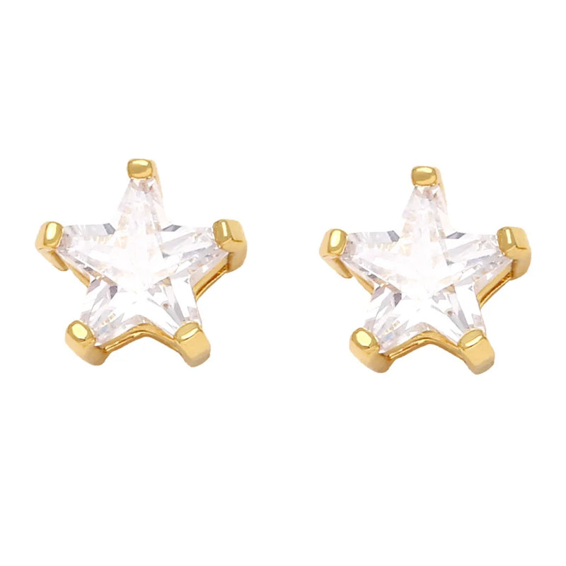 925 Silver Zircon Star Stud Earrings Romantic Wedding Jewelry