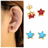 925 Silver Zircon Star Stud Earrings Romantic Wedding Jewelry