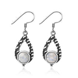 925 Silver Purple Dragon Crystal & Moonstone Drop Earrings