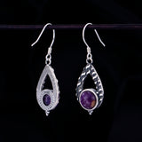 925 Silver Purple Dragon Crystal & Moonstone Drop Earrings