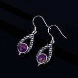 925 Silver Purple Dragon Crystal & Moonstone Drop Earrings
