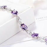 925 Silver Egg-Shaped Purple Crystal Bracelet for Women