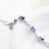 925 Silver Egg-Shaped Purple Crystal Bracelet for Women