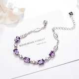 925 Silver Egg-Shaped Purple Crystal Bracelet for Women