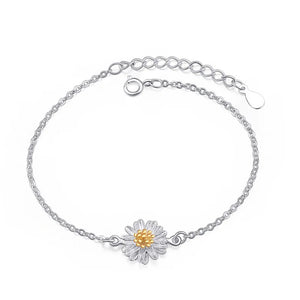925 Sterling Silver Daisy Flower Silver Bracelet European American Jewelry