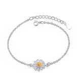 925 Sterling Silver Daisy Flower Silver Bracelet European American Jewelry