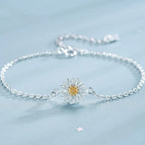 925 Sterling Silver Daisy Flower Silver Bracelet European American Jewelry
