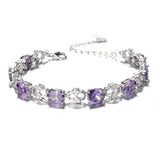 925 Sterling Silver Purple Crystal Heart Bracelet Couple Gift