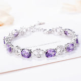 925 Sterling Silver Purple Crystal Heart Bracelet Couple Gift