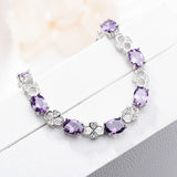 925 Sterling Silver Purple Crystal Heart Bracelet Couple Gift