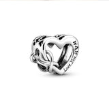 925 Silver Intertwined Heart Snake Bracelet Pink Diamond Sparkle