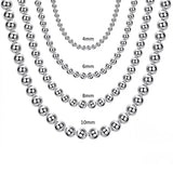 925 Sterling Silver Beads Chain Necklace Lobster Clasp Men Women Jewelry