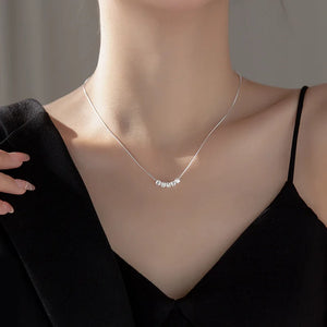 Women's 925 Silver Necklace Frosted Beads Choker Pendant