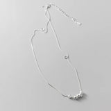 Women's 925 Silver Necklace Frosted Beads Choker Pendant