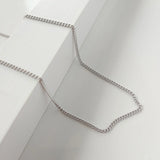 925 Silver Necklace Platinum Snake Bone Box Pattern Cross Collar Chain