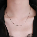 925 Silver Necklace Platinum Snake Bone Box Pattern Cross Collar Chain