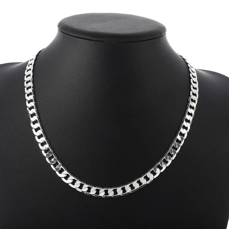 925 Silver Snake Necklace Unisex Chain Vintage Men Jewelry